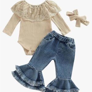 LOT OF BABY ITEMS ALL NEW IN PACKAGES!Amazon Toddler Blue Ruffle Hem Denim Pants